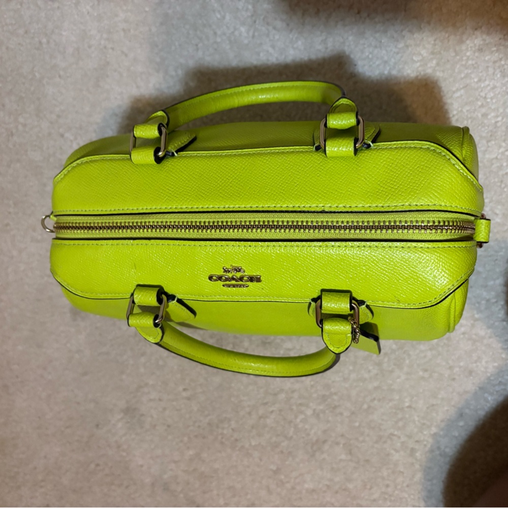 Coach Lime Green Leather Satchel - Picture 3 of 5